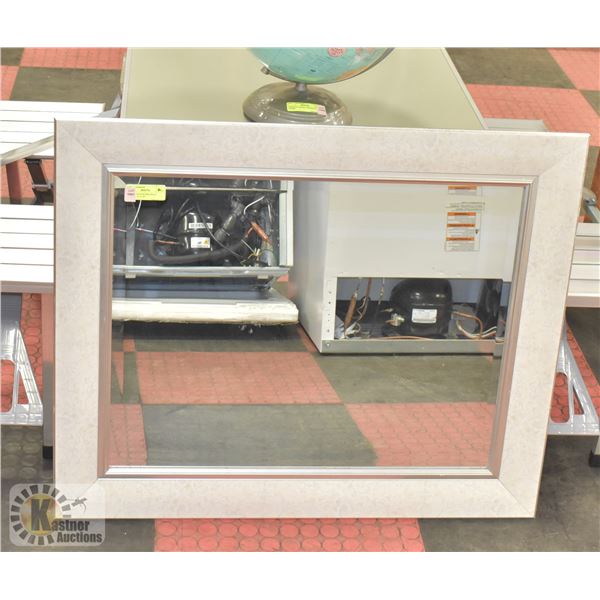DECORATIVE FRAMED WALL MIRROR - APPROX 35" X 29"