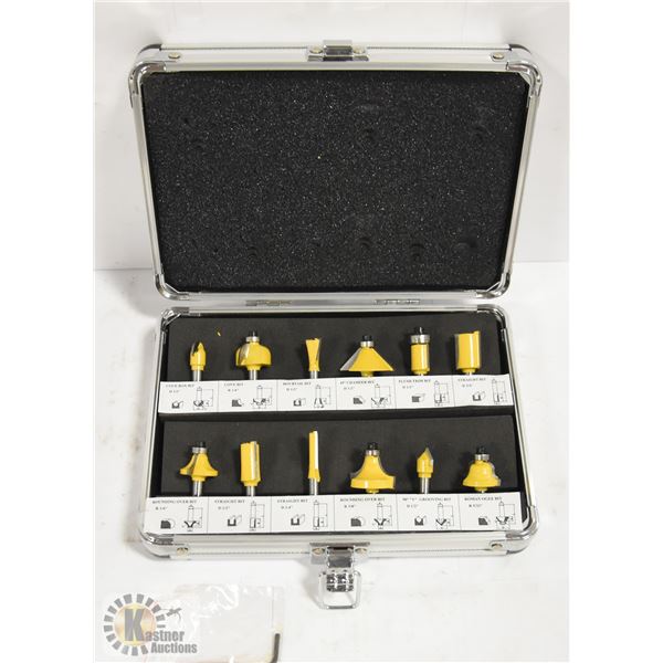 NEW 12PC CARBIDE ROUTER SET IN SHANK METAL BOX