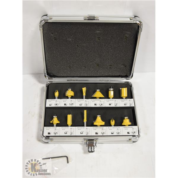 NEW 12PC CARBIDE ROUTER SET IN SHANK METAL BOX