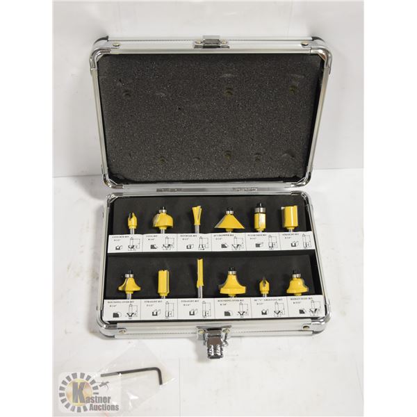 NEW 12PC CARBIDE ROUTER SET IN SHANK METAL BOX