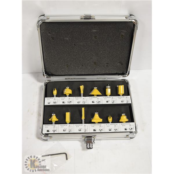 NEW 12PC CARBIDE ROUTER SET IN SHANK METAL BOX