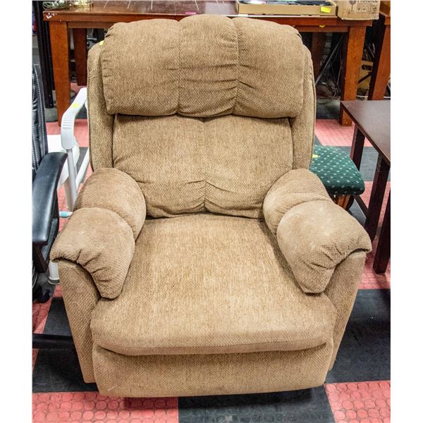 BROWN FABRIC RECLINING CHAIR