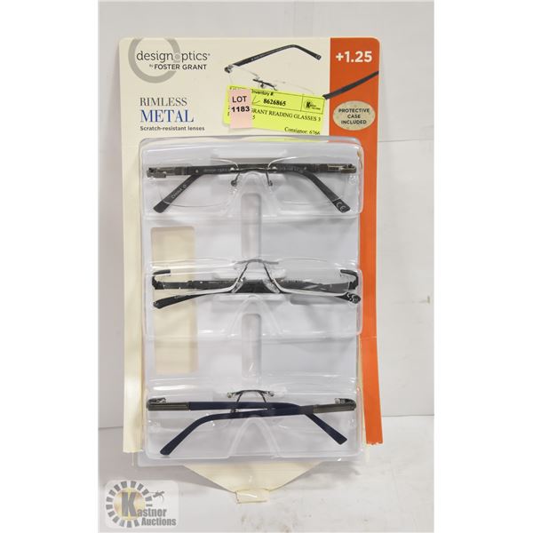 FOSTER GRANT READING GLASSES 3 PACK +1.25