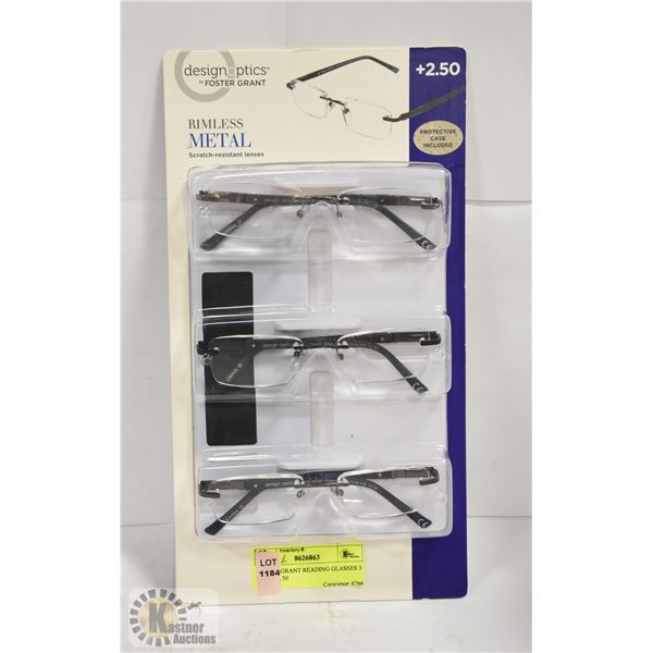 FOSTER GRANT READING GLASSES 3 PACK +2.50