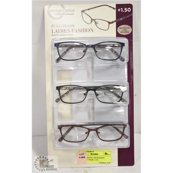FOSTER GRANT LDS READING GLASSES 3 PACK +1.50