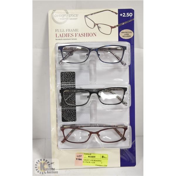 FOSTER GRANT LDS READING GLASSES 3 PACK +2.50