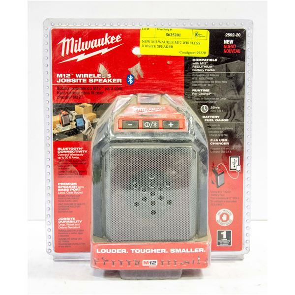 NEW MILWAUKEE M12 WIRELESS JOBSITE SPEAKER