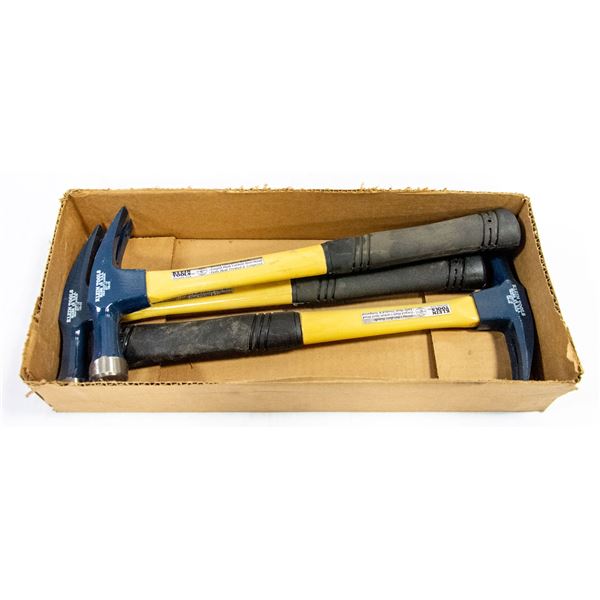 BOX WITH 3 KLEIN TOOLS HAMMERS
