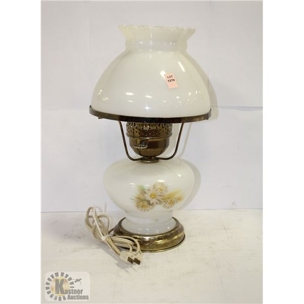 FLORAL MILK GLASS LAMP
