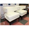 Image 1 : PAIR OF OFF WHITE LEATHER STYLE STUDDED CHAIRS