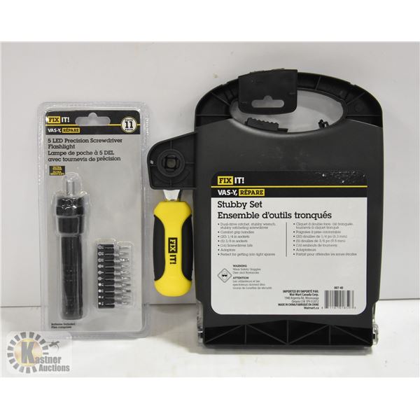 FIX-IT STUBBY SOCKET/SCREWDRIVER SET 45-PIECE