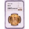 Image 1 : 1924 $20 St. Gaudens Double Eagle Gold Coin NGC MS65