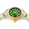 Image 3 : Rolex Ladies Two Tone Green Vignette Diamond Oyster Perpetual Datejust Wristwatch