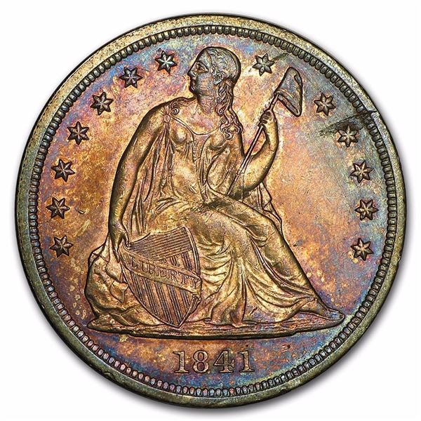 1841 Liberty Seated Dollar AU RARE DATE