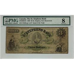 The St. Stephens Bank, 1880 $3 #24530 CH-675-20-04-16. PMG V