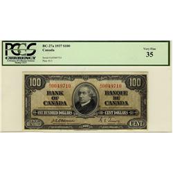 1937 $100 BC-27a #Aj0049710 Osborne. PMG VF35.