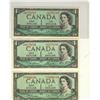 Image 1 : 1954 $1 replacement issues. Lot of 3 notes including BC-37bA