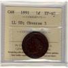 Image 1 : 1891 1¢ LL SD Obv 3, ICCS EF40.