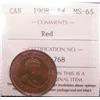 Image 1 : 1¢ 1908 ICCS MS65RD.  A nice lustrous example 80% red.