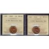 Image 1 : 1¢ 1949 A Off Dent ICCS MS63RD.  Lot of two coins both full 