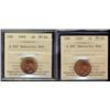 Image 1 : 1¢ 1949 A Off Dent ICCS MS64RD.  Lot of two coins both full 