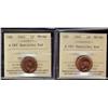 Image 1 : 1¢ 1949 A Off Dent ICCS MS64RD.  Lot of two coins both full 