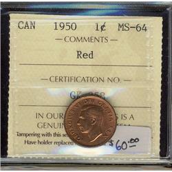 1950  1¢ ICCS MS64 Red