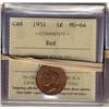 Image 1 : 1951 1¢ ICCS MS64RD.  Lot of 5 coins.