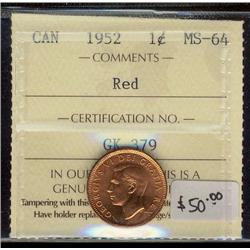 1952 1¢ ICCS MS64 Red