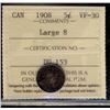 Image 1 : 1908 5¢ Large 8 ICCS VF30.