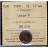 Image 1 : 1908 5¢ Large 8 ICCS EF40.
