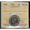 Image 1 : 1931 5¢ ICCS MS63.
