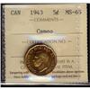 Image 1 : 1943 5¢ ICCS MS65 Cameo.