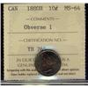 Image 1 : 1880H 10¢ Obv 1, ICCS MS64.