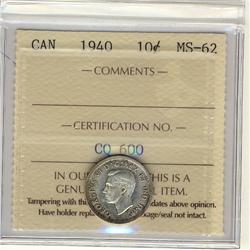 1940 10c ICCS MS-62