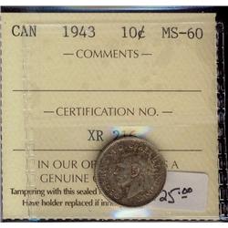 1943  10¢ ICCS MS60 