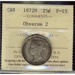 1872H 25¢ Obv 2 ICCS F15.