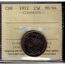 1912 25¢ ICCS MS64.