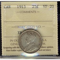 1913 25¢ ICCS VF20.