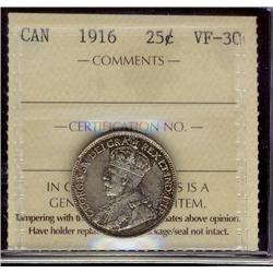 1916 25¢ ICCS VF30.