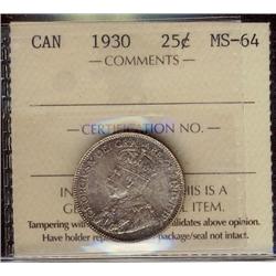 1930 25¢ ICCS MS64.