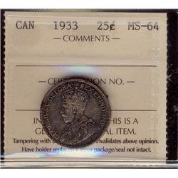 1933 25¢ ICCS MS64.