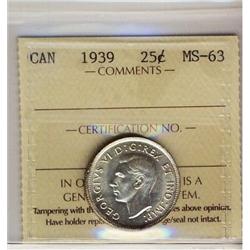1939 25¢ ICCS MS63.