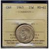 Image 1 : 1943 25¢ ICCS MS62.