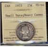 Image 1 : 1953 25¢ Sml Date ICCS MS64 Heavy Cam.