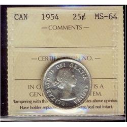 1954 25¢ ICCS MS64.