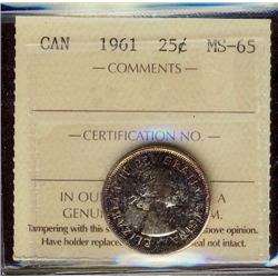 1961 25¢ ICCS MS65.