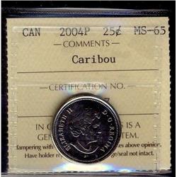 2004P 25¢ Caribou ICCS MS65,
