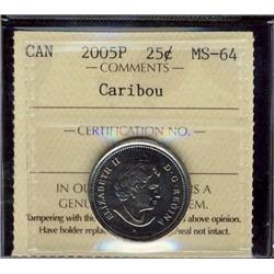2005P 25¢ Caribou ICCS MS64.