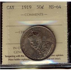 1919 50¢ ICCS MS64.